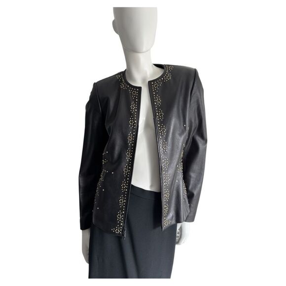 Vintage Black Studded Women's Leather Jacket - Picture 1 of 8